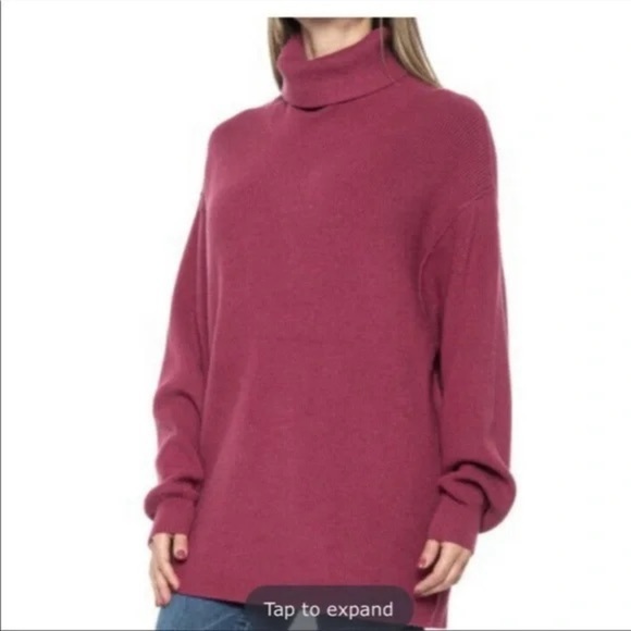 Free People Structured Knit Tunic Turtleneck Pullover Sweater XS Oversized - Picture 2 of 7